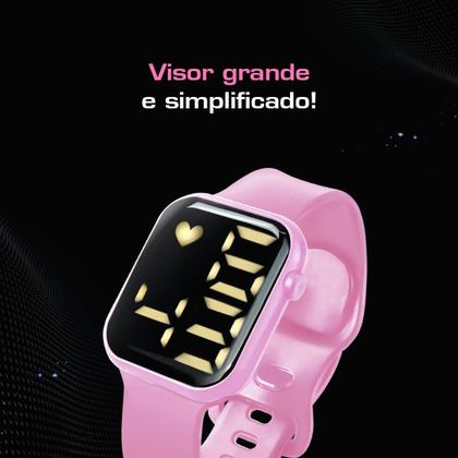 Imagem de Relogio digital infantil rosa + oculos uv proteção + caixa menina garantia criança presente social silicone original