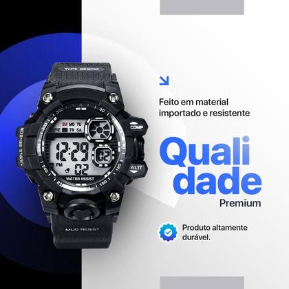 Imagem de relogio digital infantil silicone prova dagua led preto original qualidade premium presente pulseira ajustavel menino