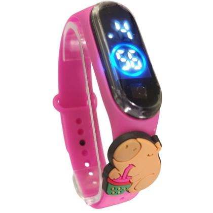Imagem de Relógio Digital Infantil touch Capivara LED Pulseira Rosa