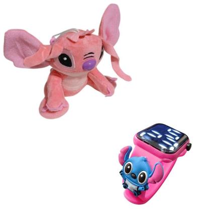 Imagem de Relógio Digital Inspirado Stitch+Pelucia Infantil_Rosa - Smactudo