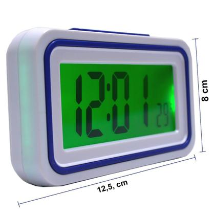 Imagem de Relógio Digital LCD Fala Hora Em Português Azul CBRN09060