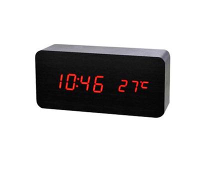 Imagem de Relógio Digital Led Cabeceira Com Termômetro Estilo Madeira Grande