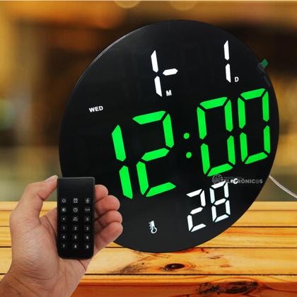 Relógio Digital LED com Controle Remoto, Calendário e Temperatura ST267 ...