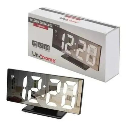 Imagem de Relogio Digital LED Espelhado De Mesa Com Alarme Despertador Data E Temperatura RD190701