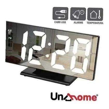 Imagem de Relogio Digital LED Espelhado De Mesa Com Alarme Despertador Data E Temperatura RD190701