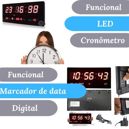 Imagem de Relógio Digital Led Grande Data Ginásio Entrega Rápida