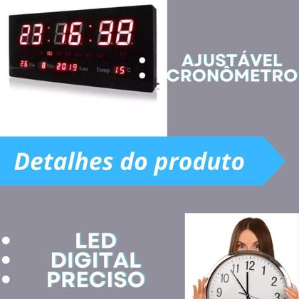 Imagem de Relógio Digital Led Grande Data Ginásio Entrega Rápida