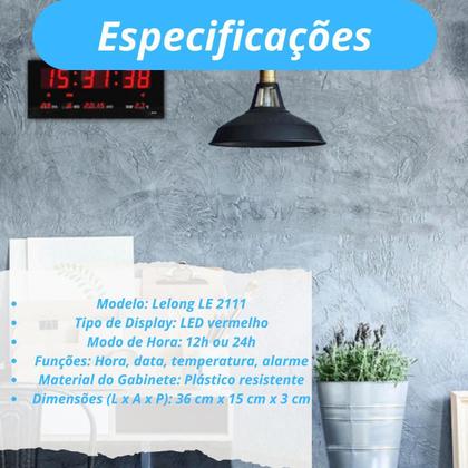 Imagem de Relógio Digital Led Grande Data Ginásio Entrega Rápida