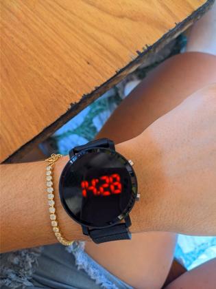 Imagem de Relógio Digital Led Redondo Esportivo Pulseira Silicone Feminino Masculino/Relógios de Pulso Tendência Moda Luxo