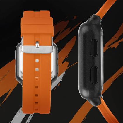 Imagem de Relógio Digital Masculino e Feminino Unisex de Pulso Troca a Pulseira Kit com 2 Pulseiras Preto e Laranja à Prova D Água Quadrado Mormaii
