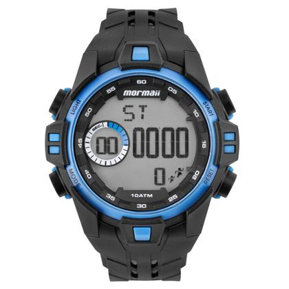 Imagem de Relógio Digital Masculino Esportivo de Pulso com Pulseira de Silicone Preto e Azul à Prova D Água Shock Mormaii