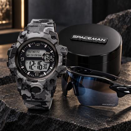 Imagem de relogio digital masculino prova dagua + oculos sol + caixa qualidade premium ajustavel pulseira ajustavel camuflado