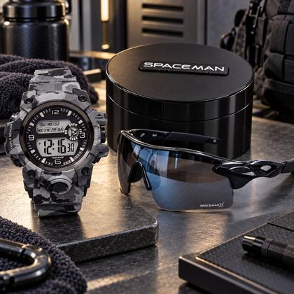 Imagem de relogio digital masculino prova dagua + oculos sol + caixa qualidade premium ajustavel pulseira ajustavel camuflado