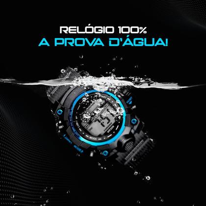 Imagem de Relogio Digital Masculino Prova Dagua + Oculos UV Proteção presente qualidade premium azul pulseira ajustavel data radar