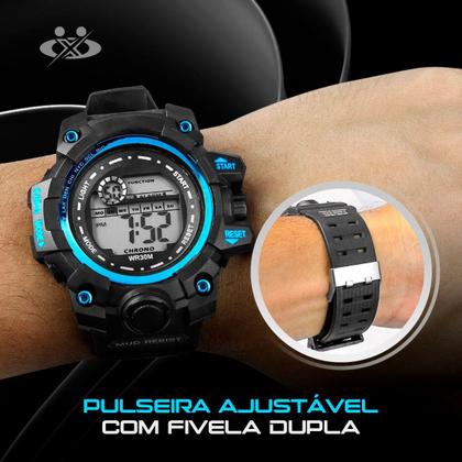 Imagem de Relogio Digital Masculino Prova Dagua + Oculos UV Proteção presente qualidade premium azul pulseira ajustavel data radar
