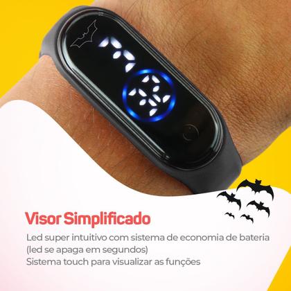 Imagem de relogio digital preto criança batman + bone silicone pulseira ajustavel menino presente