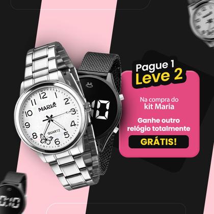 Imagem de Relogio digital preto feminino silicone + caixa aco inoxidavel pingente casual presente qualidade premium resistente