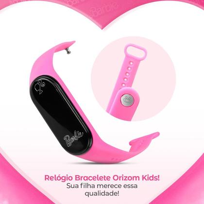 Imagem de Relogio digital Prova d'água barbie bracelete infantil rosa silicone ajustavel original criança data