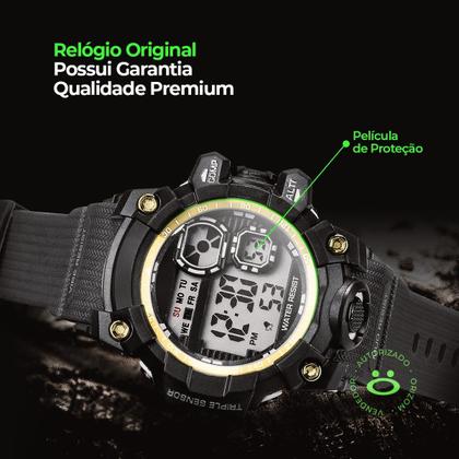 Imagem de Relogio digital prova dagua + oculos sol protecao uv dourado preto criança cronometro silicone menino qualidade premium