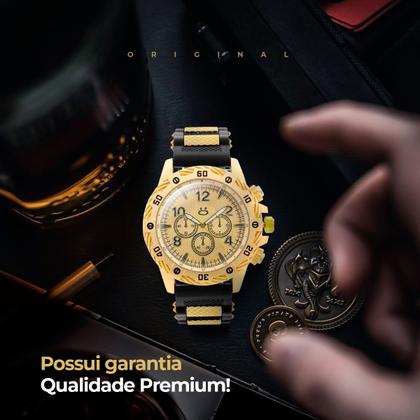 Imagem de relogio dourado aço inox + grumet cordao + pulseira original ponteiro silicone ajustavel masculino