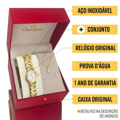 Imagem de Relógio Dourado Feminino Champion 1 Ano De Garantia Original