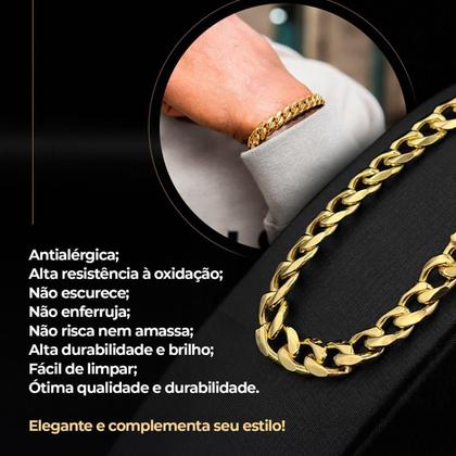 Imagem de Relogio Dourado Masculino + Cordão Crucifixo Presente Preto