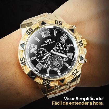 Imagem de relogio dourado masculino + pulseira + oculos sol + cordão social religioso casual presente original