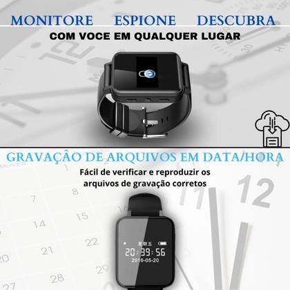 Imagem de Relógio Espião Gravador De Voz Áudio Digital Com Fone 8gb Mp3 Nfe V81