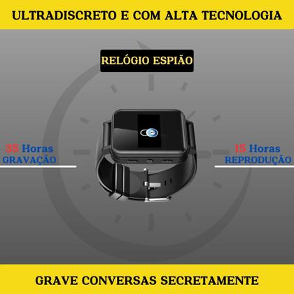 Imagem de Relógio Espião Gravador De Voz Áudio Digital Com Fone 8gb Mp3 Nfe V81