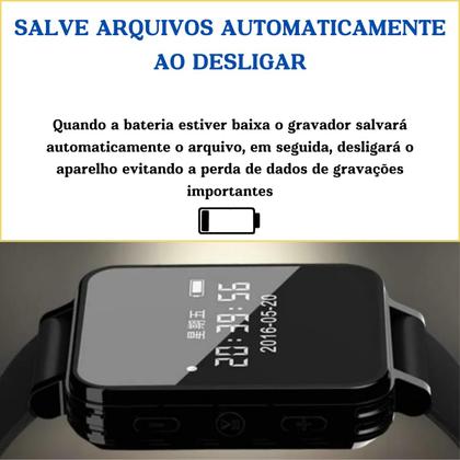 Imagem de Relógio Espião Gravador De Voz Áudio Digital Com Fone 8gb Mp3 Nfe V81