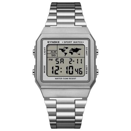 Imagem de Relógio Esportivo Masculino Synoke - Cronômetro Digital de Aço Inoxidável à Prova d'Água