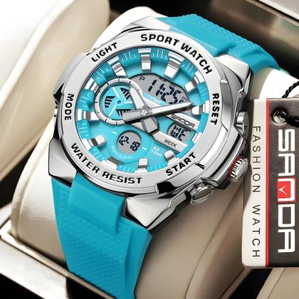 Imagem de Relógio Esportivo Tático Masculino Com Mostrador Grande, Marca SANDA, Relógio De Pulso Quartz LED