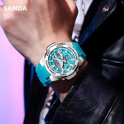 Imagem de Relógio Esportivo Tático Masculino Com Mostrador Grande, Marca SANDA, Relógio De Pulso Quartz LED