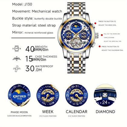 Imagem de Relógio Esqueleto Masculino Estilo Executivo - Mecânico Automático Aço Inoxidável