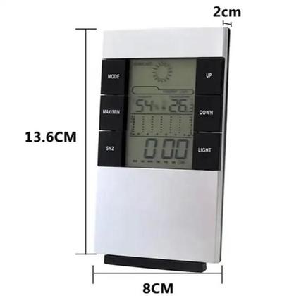 Imagem de Relogio Estacao Metereologica Led Mesa Termometro Higrometro Umidade Ar Medidor Previsao Tempo