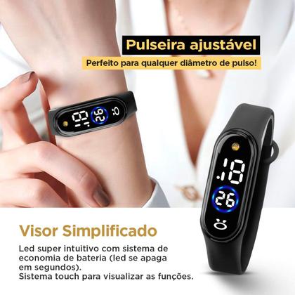 Imagem de relogio feminino aço + bracelete digital + caixa + oculos