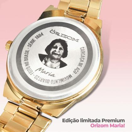 Imagem de Relógio Feminino Aço Inox Banhado Strass + Pulseira + Colar