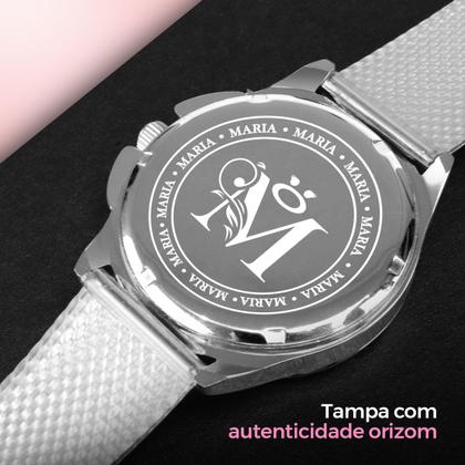 Imagem de Relogio Feminino Aco Inox Prata + Caixa social prova dagua qualidade premium edição limitada original moda presente