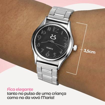 Imagem de Relogio feminino aço inox prata qualidade premium social moda original social casual presente