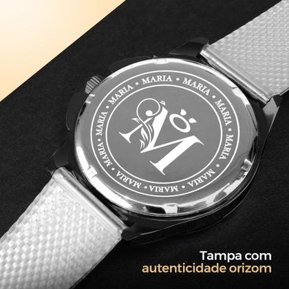 Imagem de Relogio Feminino Aço Inox Preta Silicone Prova Dagua + Caixa ajustavel inoxidavel strass original social moda