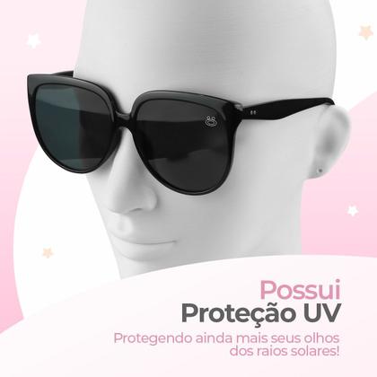 Imagem de Relogio feminino aço inox preto + oculos sol proteção uv black piano qualidade premium original