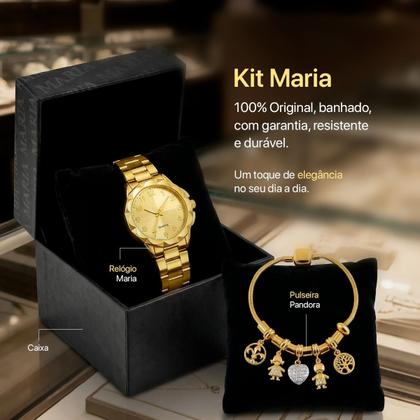 Imagem de relogio feminino aco inox prova dagua + caixa + pulseira original banhado pingente casual strass presente inoxidável