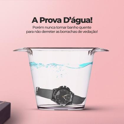 Imagem de Relogio feminino aço inox prova dagua + pulseira + colar pulseira ajustavel casual coração moda