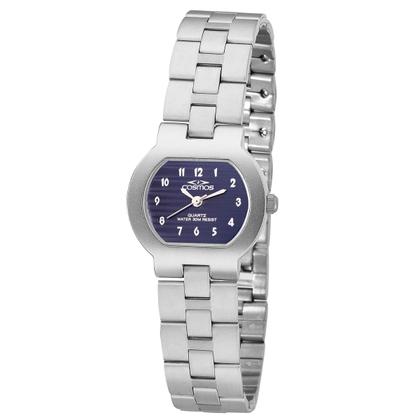 Imagem de Relógio Feminino Analógico de Pulso Prata e Azul com Pulseira e Caixa de Aço Inoxidável Mini Pequeno Delicado Luxo Elegante Fashion Cosmos