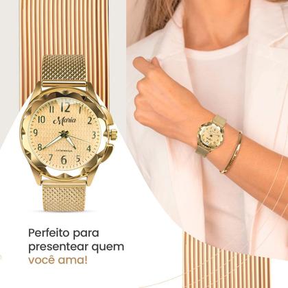 Imagem de relogio feminino banhado aço inox + colar strass social casual presente inoxidável qualidade premium moda pulseira
