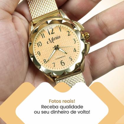 Imagem de relogio feminino banhado aço inox + colar strass social casual presente inoxidável qualidade premium moda pulseira