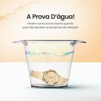 Imagem de relogio feminino banhado aço inox + colar strass social casual presente inoxidável qualidade premium moda pulseira