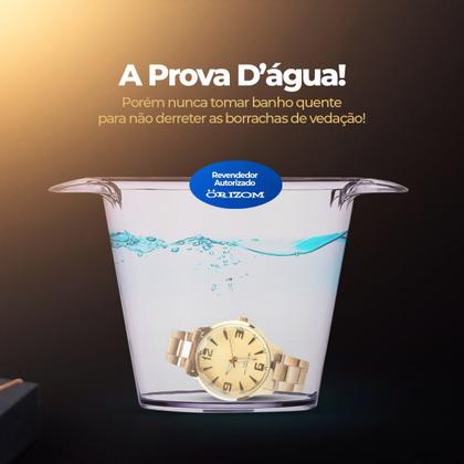 Imagem de relogio feminino banhado aço premium casual social presente resistente dourado ouro original