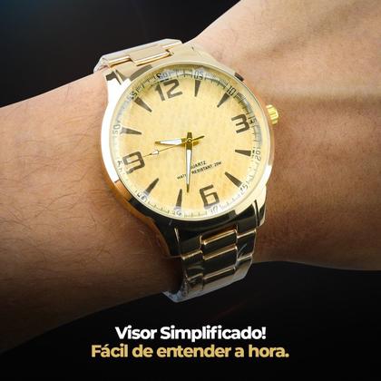 Imagem de relogio feminino banhado aço premium casual social presente resistente dourado ouro original