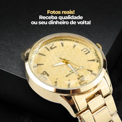 Imagem de relogio feminino banhado aço premium casual social presente resistente dourado ouro original